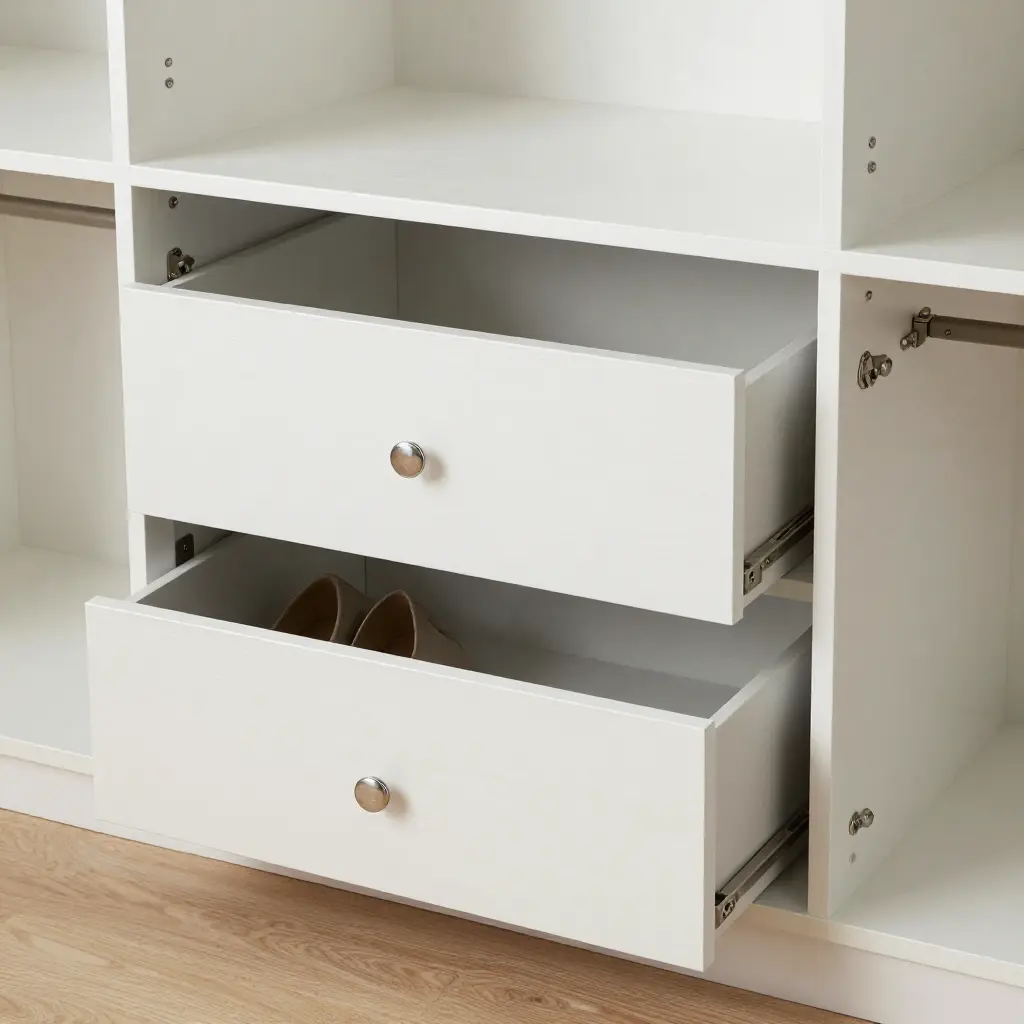 Custom white oak wardrobe closet system