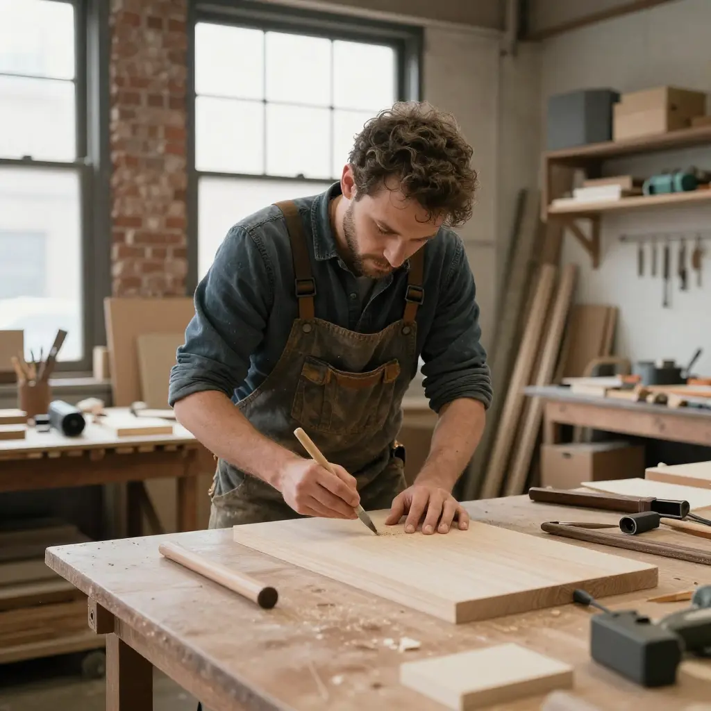 Artisan craftsman working in Brooklyn workshop